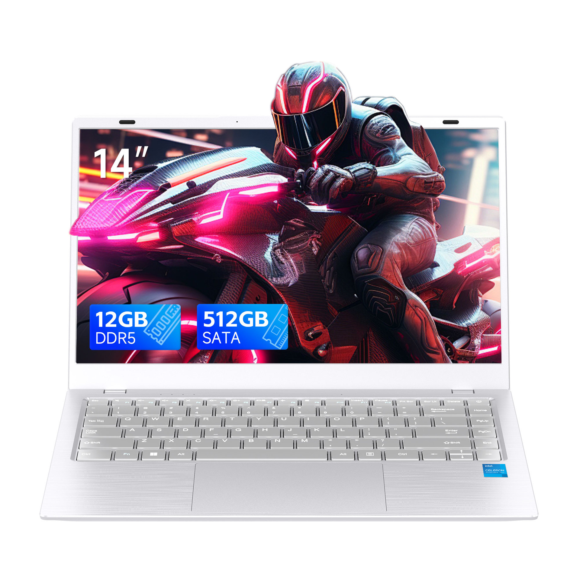 La nueva computadora portátil de oficina de negocios blanca N150 es delgada y liviana con apertura y cierre de 180 °