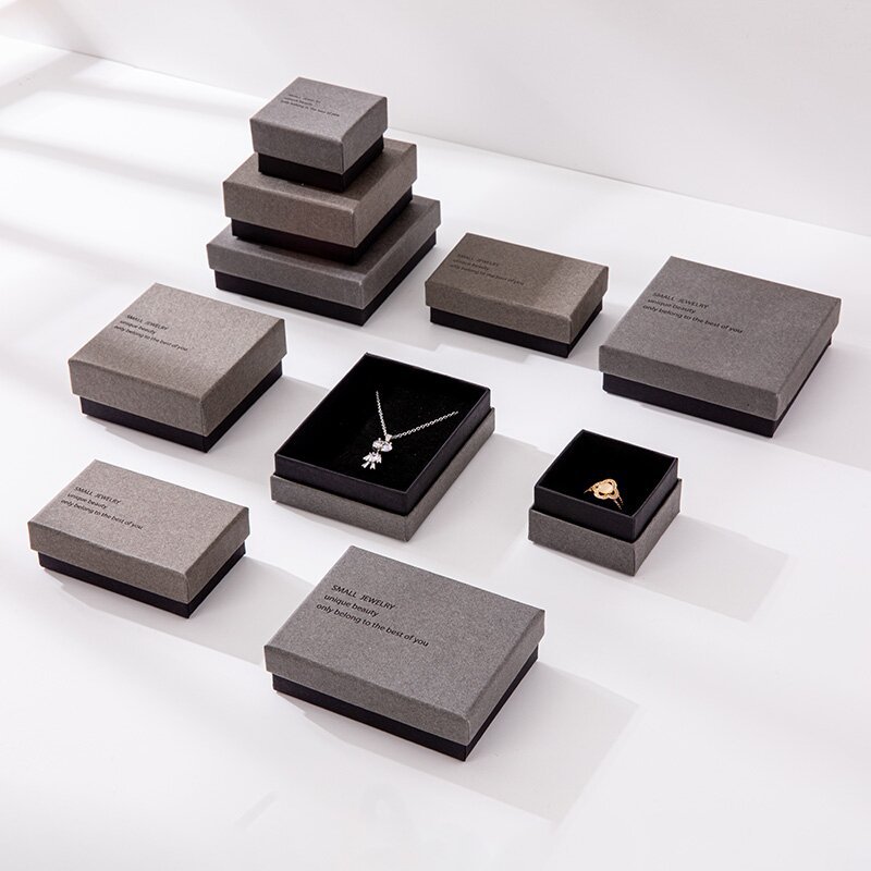 Fabricante en stock Luz de lujo gris negro joyería caja de joyería collar pendientes anillo pendientes pulsera caja de joyería
