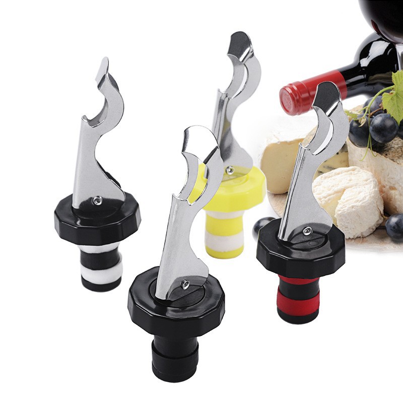 Kitchen Creative Wine Bottle Stopper, Red Wine Bottle Stopper, Sealed and Leak-Proof Downward Wine Stopper, Stainless Steel Bottle Opener, Fresh-Keeping Stopper