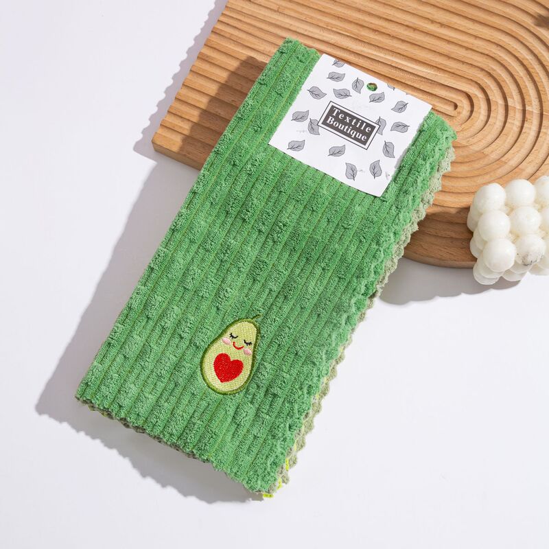 アボカドスクエアタオル、ノンスティックオイルキッチンクリーニングタオル、吸水性、糸くずの出ない刺繍ハンドタオル、厚手の食器用雑巾|undefined