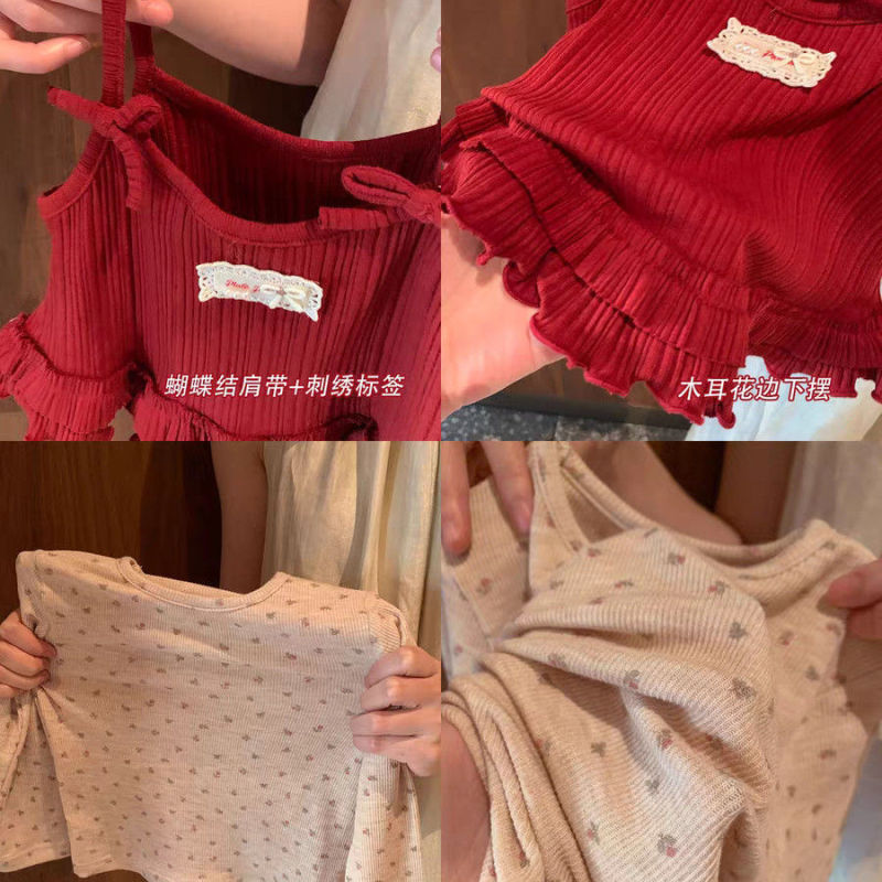 新款女童洋气时尚中小童秋装长袖上衣甜美小童女宝宝两件套现货|undefined