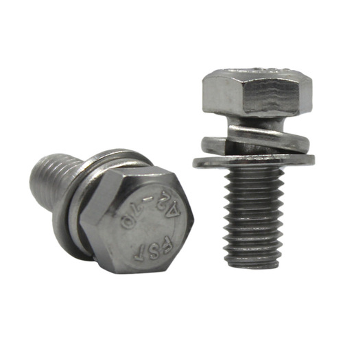 Stainless steel hex head bolts for wholesale GB9074 73204 external hex flat spring washers combined screws M5 M6 M8