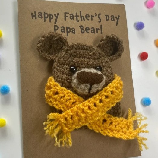 [완제품] 아버지의 날 축하 카드 스카프 곰