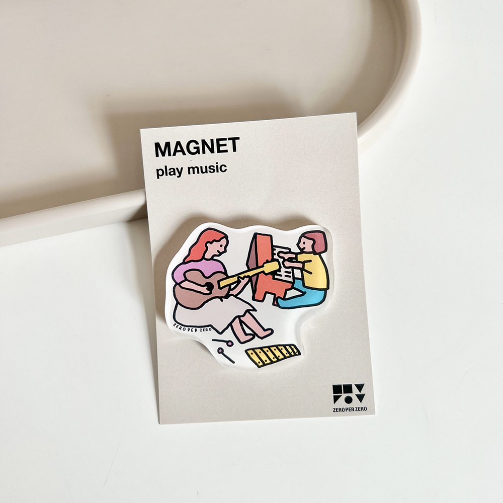 Corea del Sur zeroperzero familia ilustración de padres e hijos pegatinas de refrigerador acrílico imán magnético pegatinas de fotos