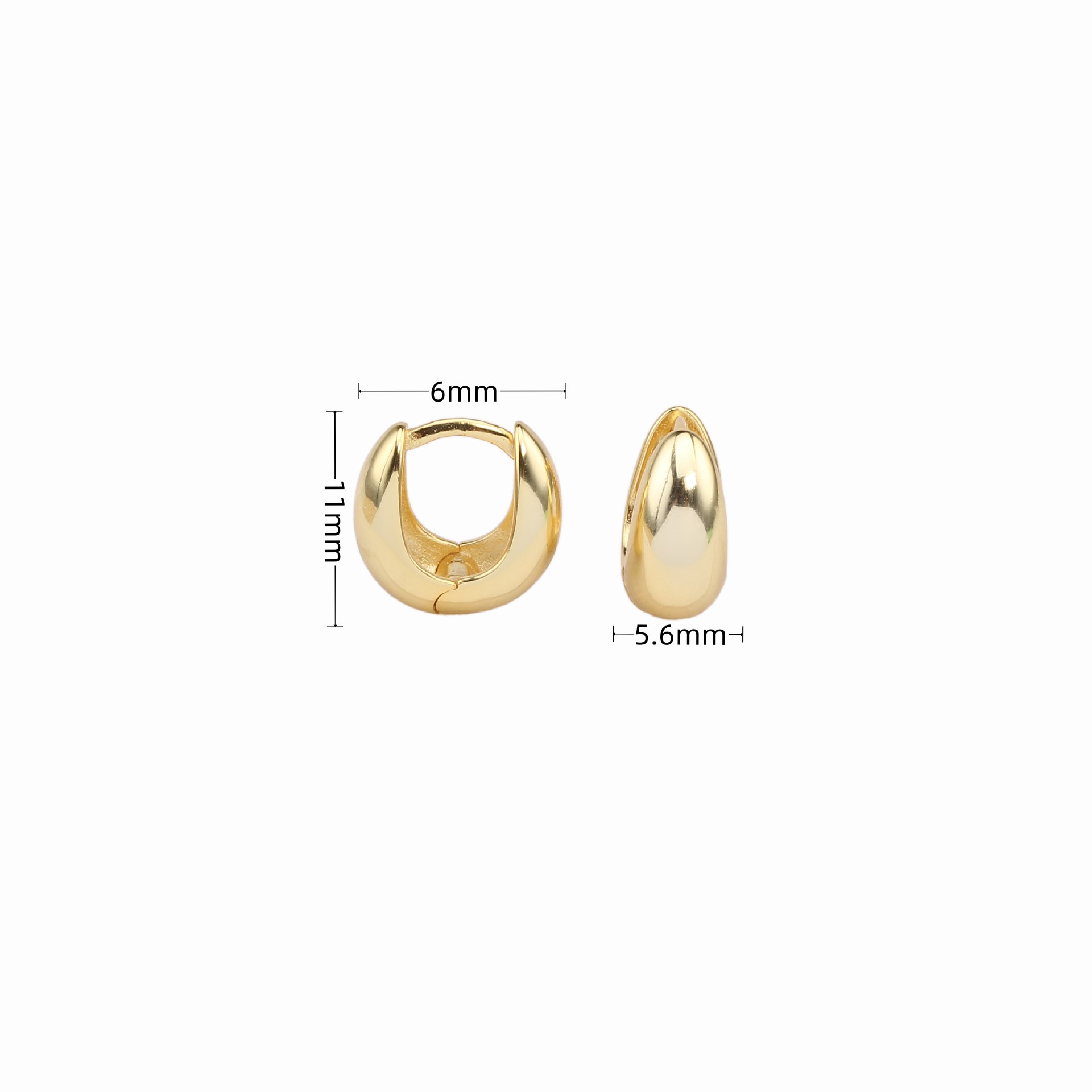 10g Weight 0.03µm Gold Plating Thickness 1 Pair 925 Sterling Silver U Shape Water Droplets White Gold Plated Gold Plated Earrings Ear Studs