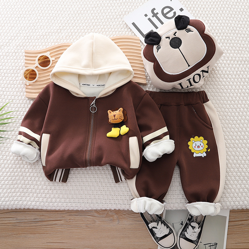 Doudou Plush Baseball Baby Hat Two piece Set for Boys Girls Spring and New Autumn Children_voghion.com