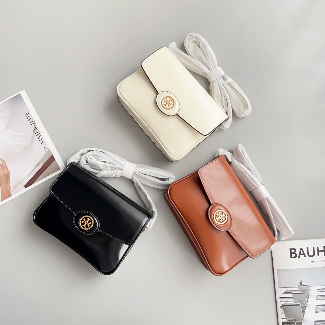 Women's Tb Patent Leather Bag, Single Shoulder Crossbody Cowhide Tofu Bag, Light Luxury Underarm Bag, Versatile Small Square Handbag
