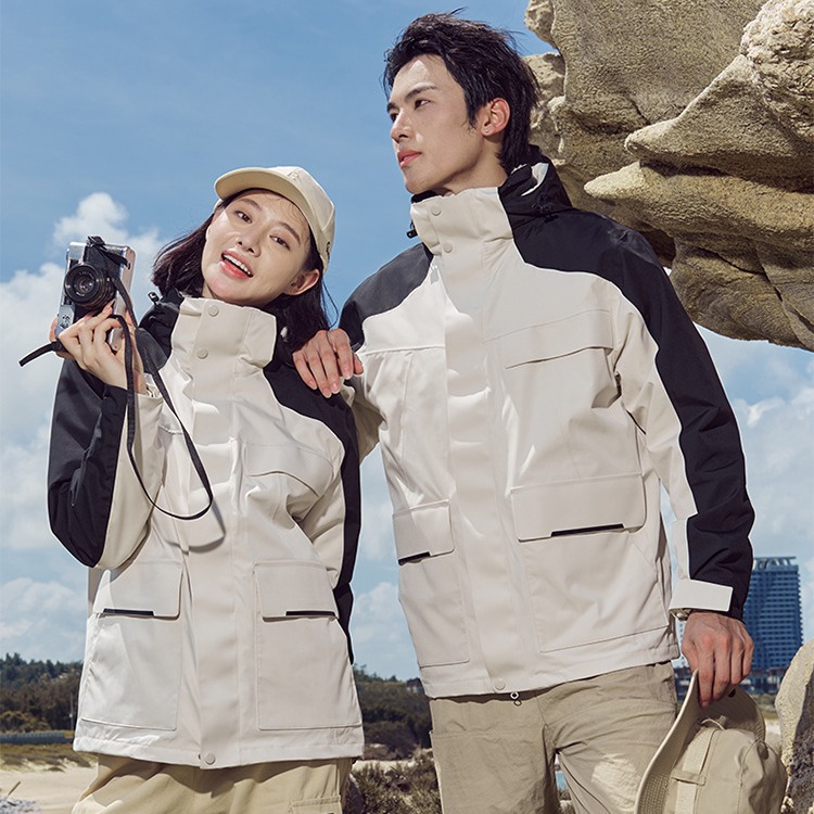 Two-Piece Outdoor Jacket Set, Detachable Men's and Women's Fully Glued Jacket, Plus Velvet and Thickened Three-In-One Mountaineering Protection