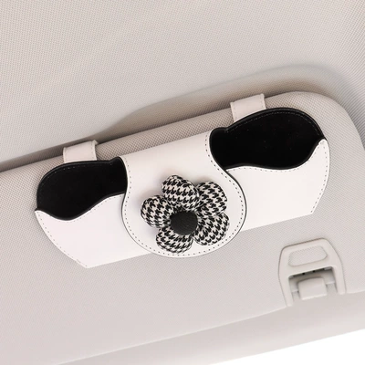 Car Glasses Clip/Bill Clip: box bracket car sunglasses - houndstooth-floret-white-glasses-case