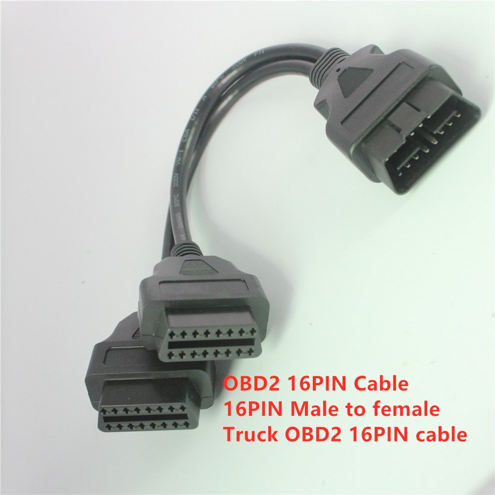 现货obd线束一分二转换车载电脑OBD2延长线OBDII延长线转换插头