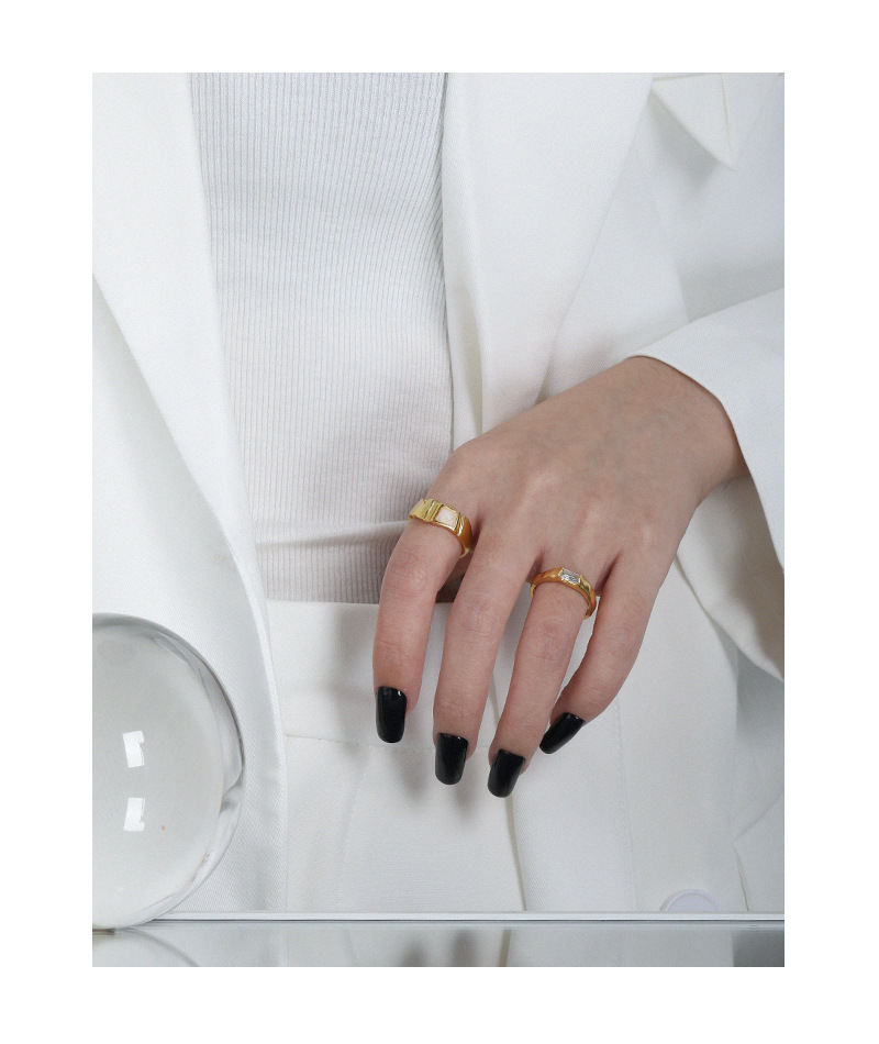 Simple Style Geometric Sterling Silver Plating Zircon Open Ring 1 Piece