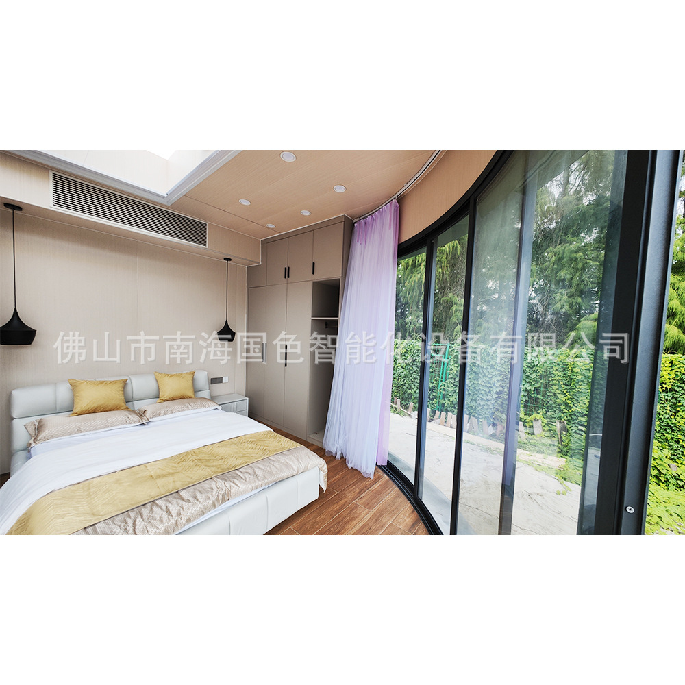 Casa redonda de madera lugar escénico móvil de acero ligero Villa residencial rural auto-construido casa estructura de acero montado espacio cápsula habitación