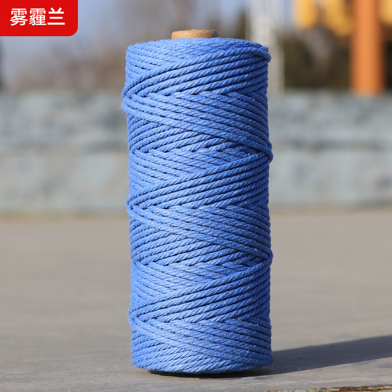 Cuerdas de algodón de color transfronterizas tejidas de algodón 2mm3mm4mm cuerdas de algodón hechas a mano cuerdas decorativas DIY cuerdas de algodón de color colgantes