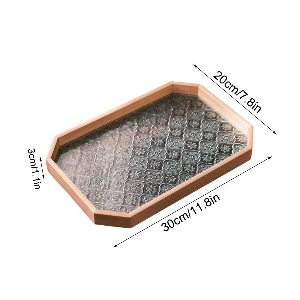 Bégonia retro bandeja de té rectangular de alto valor de madera refrigerio taza de té bandeja de té bandeja de vidrio