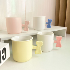 Creative Minimalist Glazed Butterfly Knot Handle Mugs Home Ceramic Cups Opening Activity Gift Cups with Custom Logo