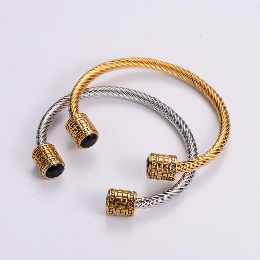 Simple Style C Shape Titanium Steel Bangle Plating Stainless Steel Bracelets