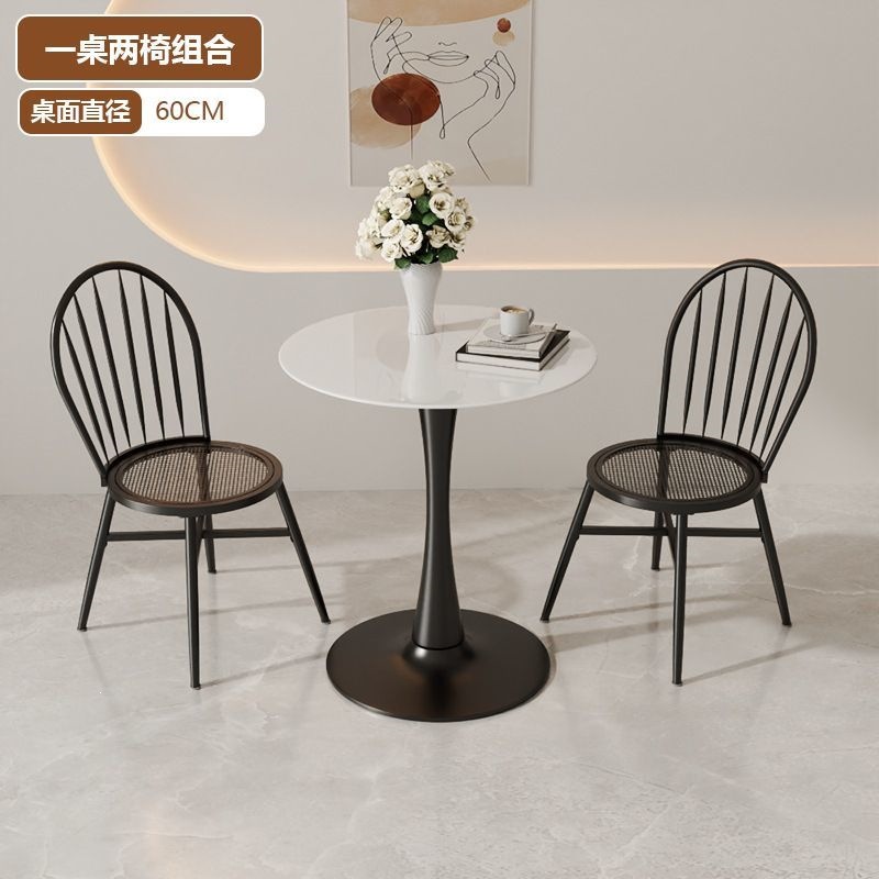 One table and two chairs - white table with black frame