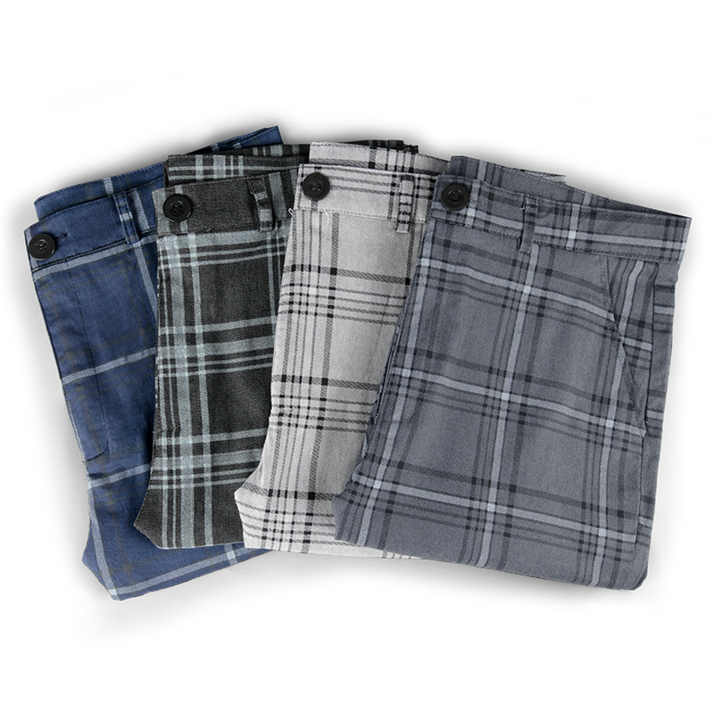 Herren Freizeithose Mit Karomuster Business Stoffhose Elastisch_voghion.com