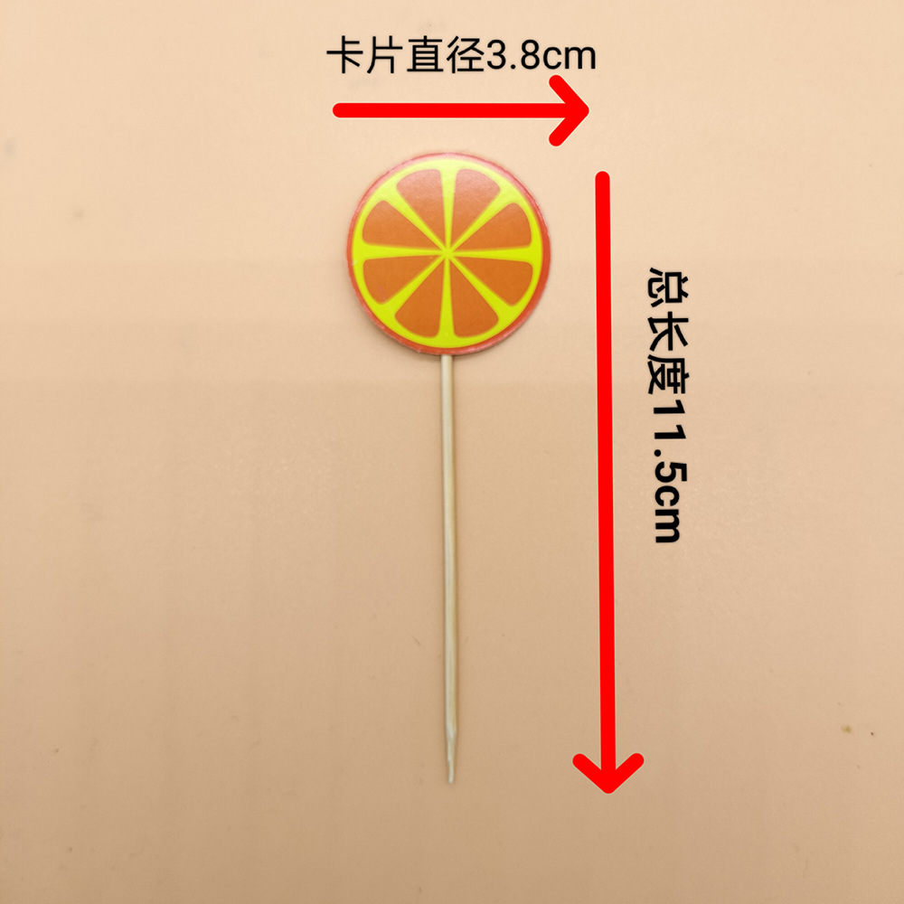 Palo de fruta desechable tenedor de fruta postre pastel de inserción de tarjeta de inserción plato de fruta decoración palo de bambú