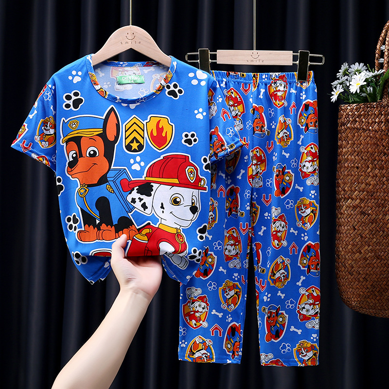 Pijamas para niños de verano para niños pantalones de manga corta para niñas delgadas de verano para niños