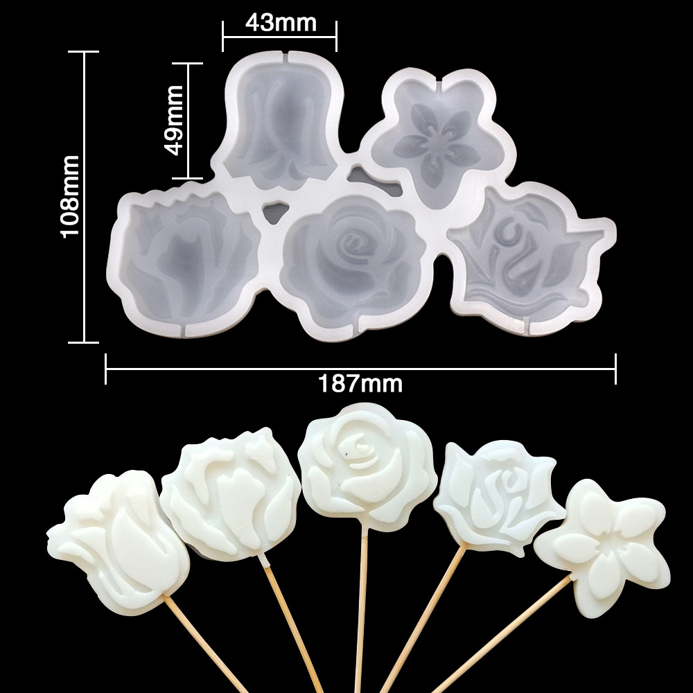 Epoxy molde día de san valentín anillo de diamantes amor tridimensional rose garland lollipop queso palo molde chocolate molde de silicona