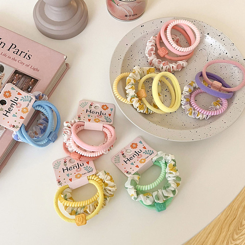 Colorful telephone cord hair rope female forest fairy beauty hair tie rubber band head rope high elasticity does not hurt the hair small intestine hair ring