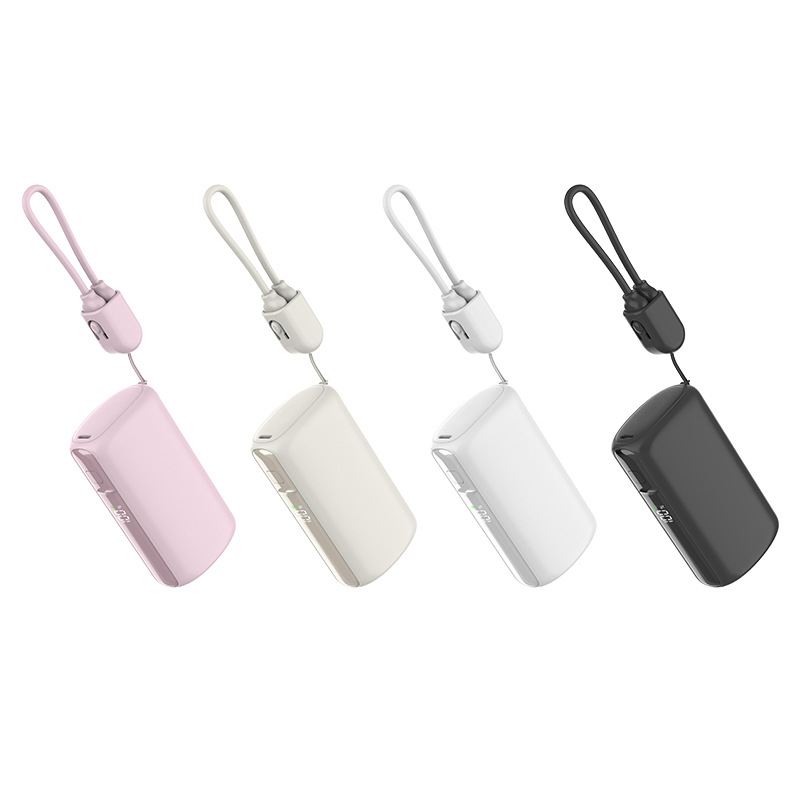National 3C Certified Capsule with Built-In Cable 22.5W Super Fast Charging Power Bank 10000Mah Mini Mobile Power Supply