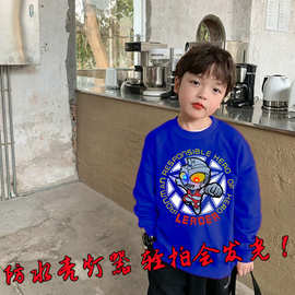 中大童卡通轻拍亮灯卫衣男童装春秋新款宽松休闲印花发光儿童上衣