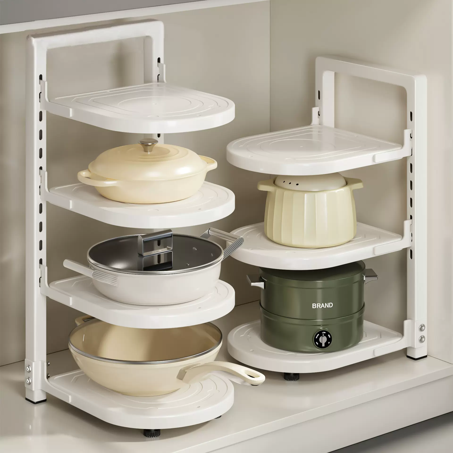 锅具收纳架子橱柜台面下水槽多层锅架分层架柜子收纳神器可调节