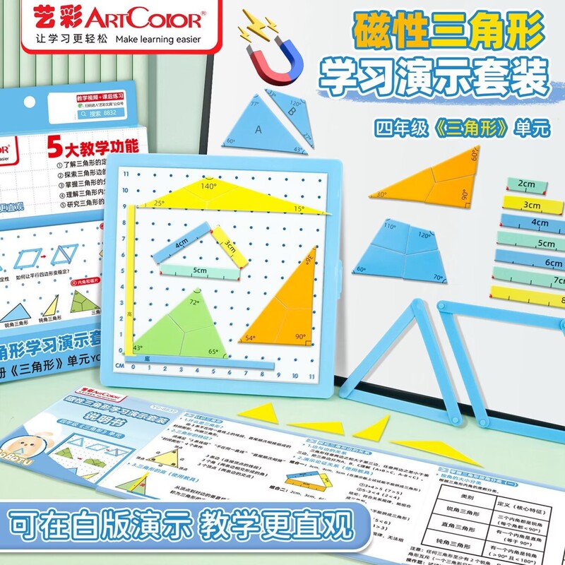 Mathematics Teaching Aids for Fourth Grade: Observing Objects, Magnetic Cubes, Triangles, and Axis-Symmetric Figures