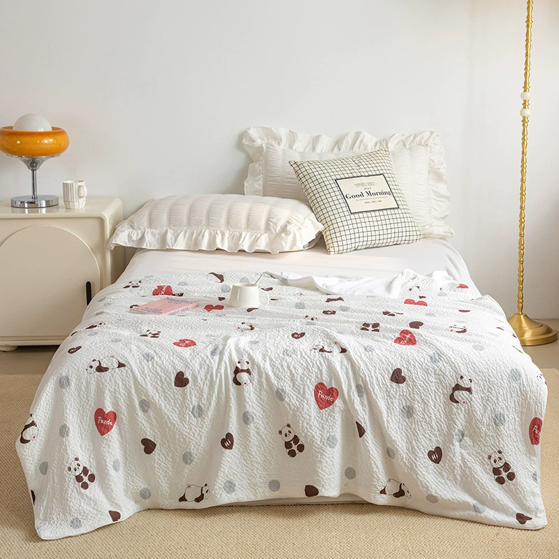 Полосатое хлопковое летнее одеяло из сирсакера мультяшное мягкое клейкое летнее прохладное одеяло летнее одеяло с кондиционером весна и осень моющееся тонкое одеяло