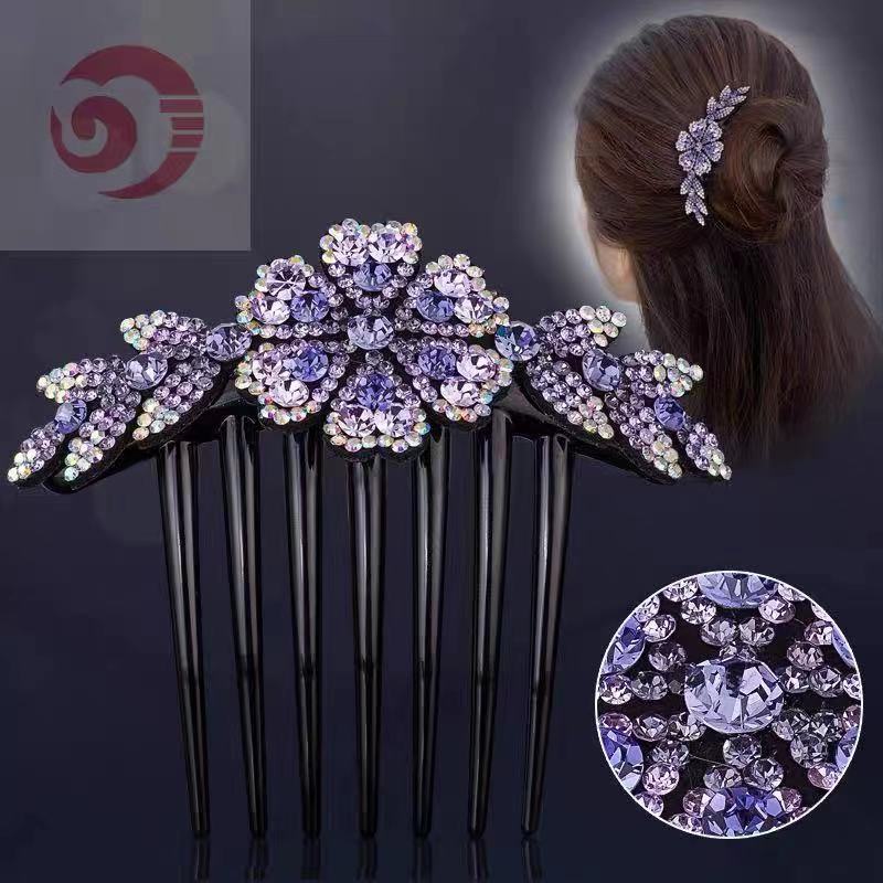Estilo coreano simple peine del pelo peine insertar peine tocado horquilla oreja de trigo rhinestone bola cabeza updo pelo artefacto accesorios para el cabello peine de SIETE DIENTES