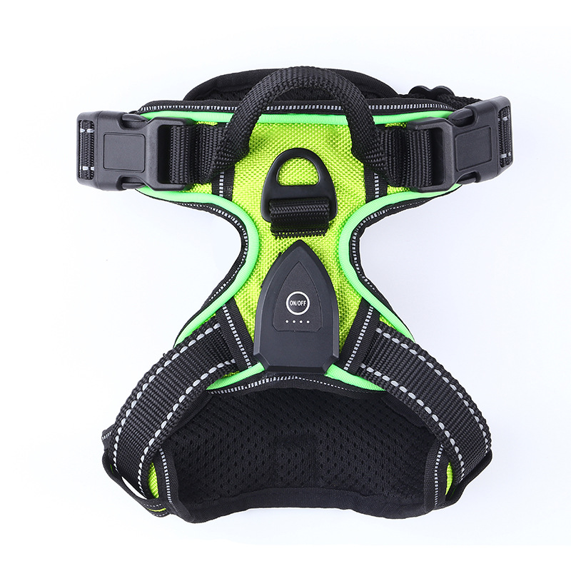 Pet luminoso chaleco LED parpadeo para perros fuera correa de tracción anti-explosión carga USB correa luminosa