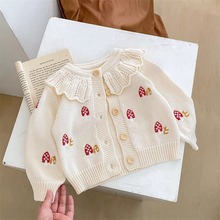2023秋季装婴儿童毛衣女宝宝刺绣针织开衫韩版女童外套