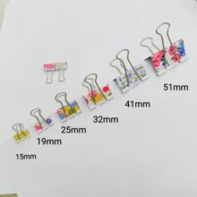 厂家印花长尾夹彩色图案燕尾夹19mm25mm32mm卡通文件夹办公票夹