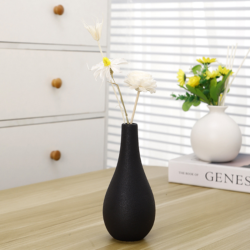 Jarrón de cerámica estilo nórdico para decoración del hogar arreglos florales y flores secas