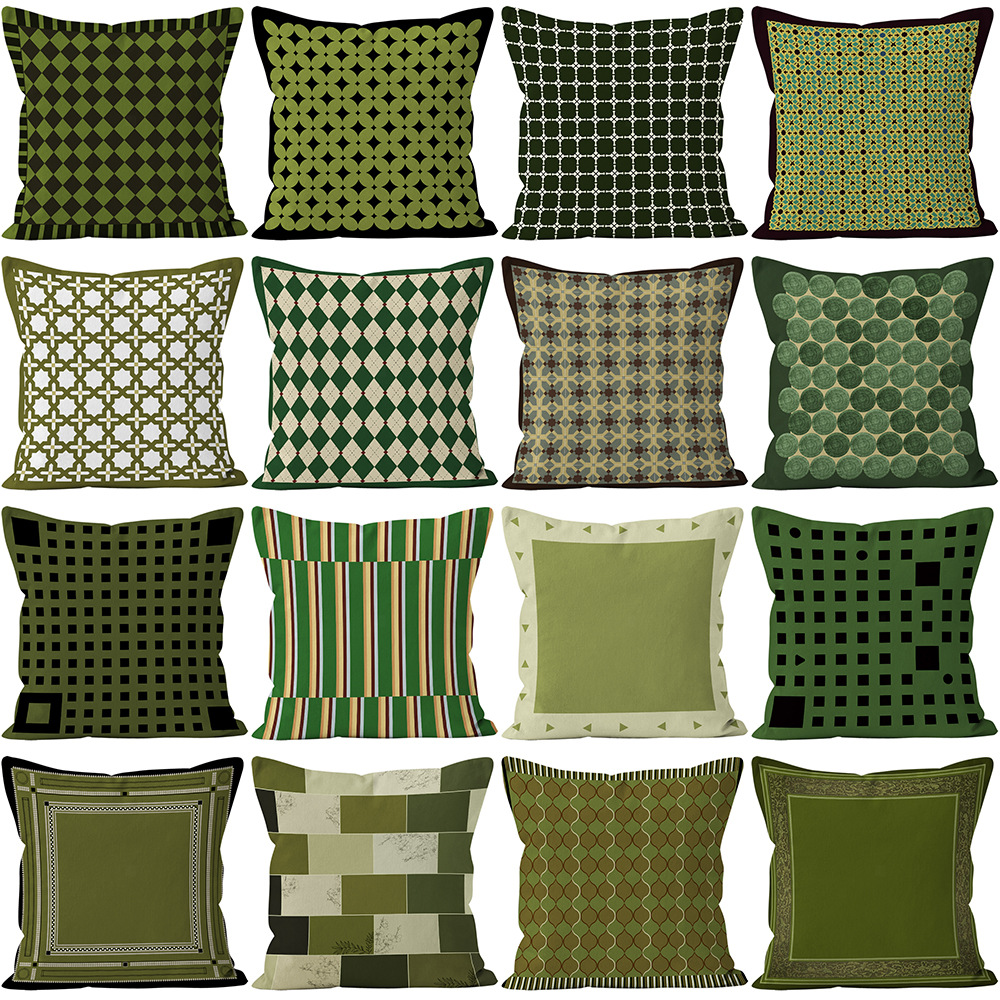 French Retro Green Pillow Case Accessible Luxury High-End Cushion Home Sofa Office Car Decorative Cushion Cover