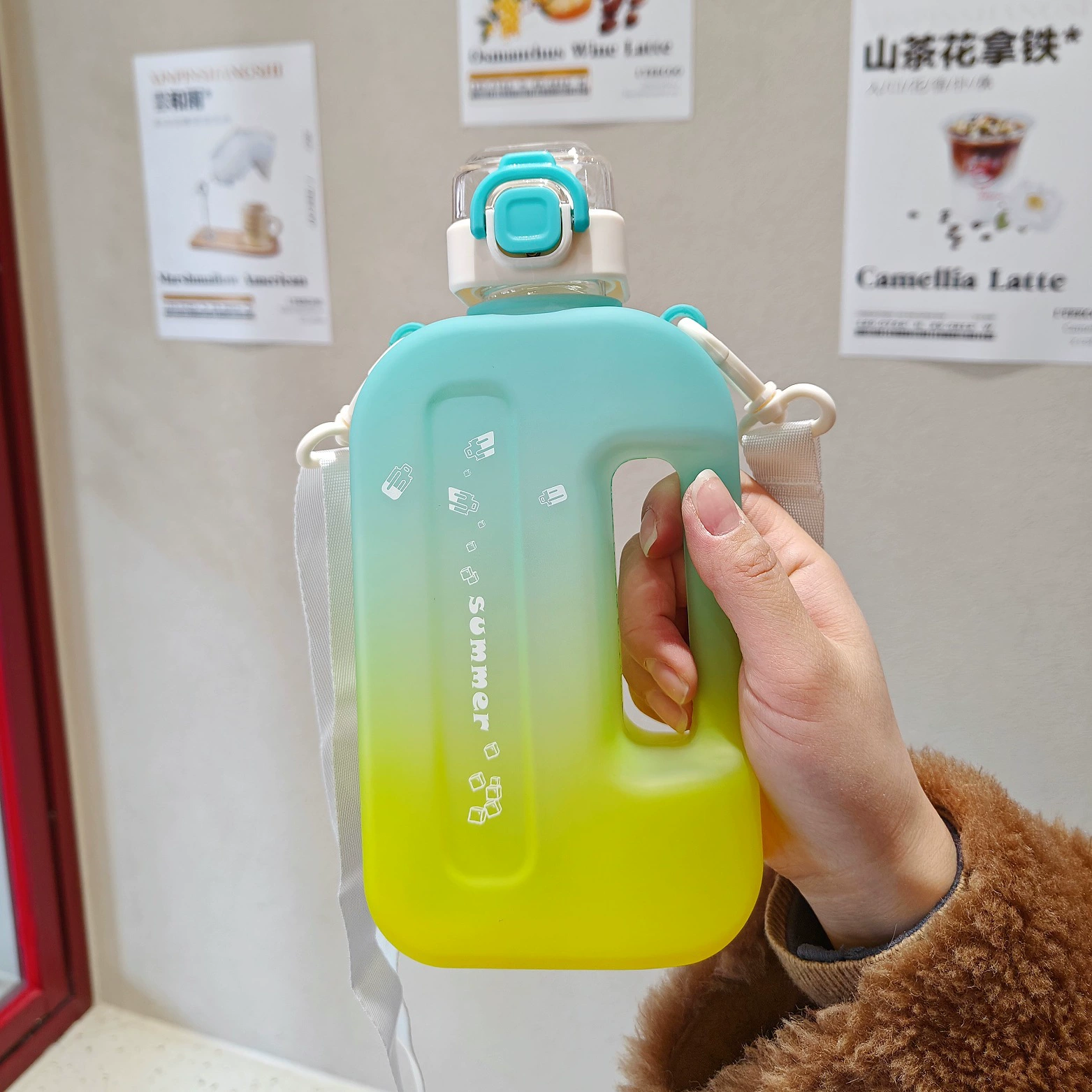 Качественная матовая пластиковая дорожная спортивная бутылка, соломинка, стекло