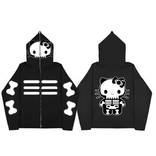 Hello Kitty Hello Kitty KT Cat Cartoon Masked Zipper Halloween Sweatshirt 3D Digital Printing Factory Outlet Hello Kitty Hello Kitty KT Cat Cartoon Masked Zipper Halloween Sweatshirt 3D Digital Printing Factory Outlet