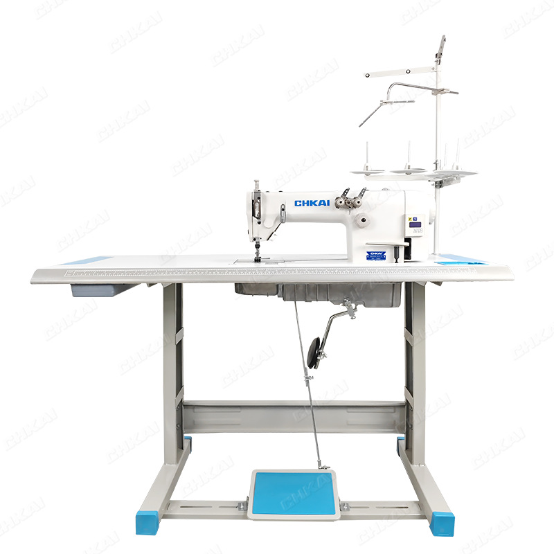 Máquina de coser industrial de doble aguja con puntada de seguridad de tres agujas, máquina de coser industrial multifuncional de doble aguja de alta resistencia con puntada interlock.
