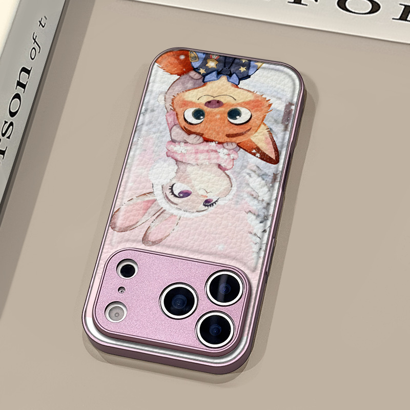Fox Snowflake para Apple 17pro caso de teléfono iPhone 16pm estampado de cuero 15 personalidad 14plus anti-caída 1