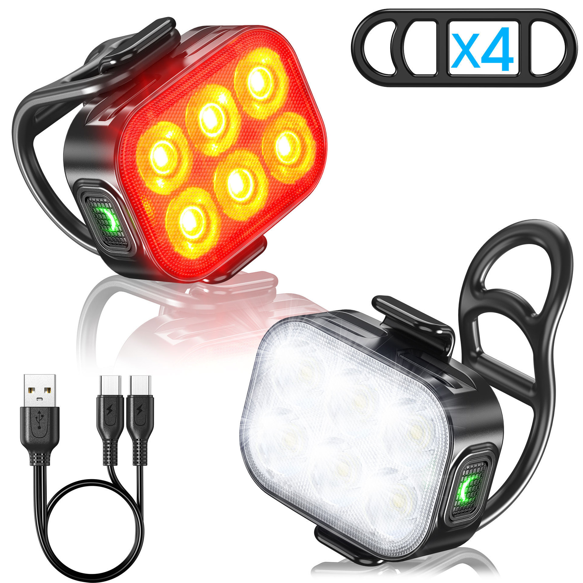 Amazon Bike Light Kit USB Cargable Mountain Road Casco Bike Outdoor Equipos de ciclismo transfronterizo