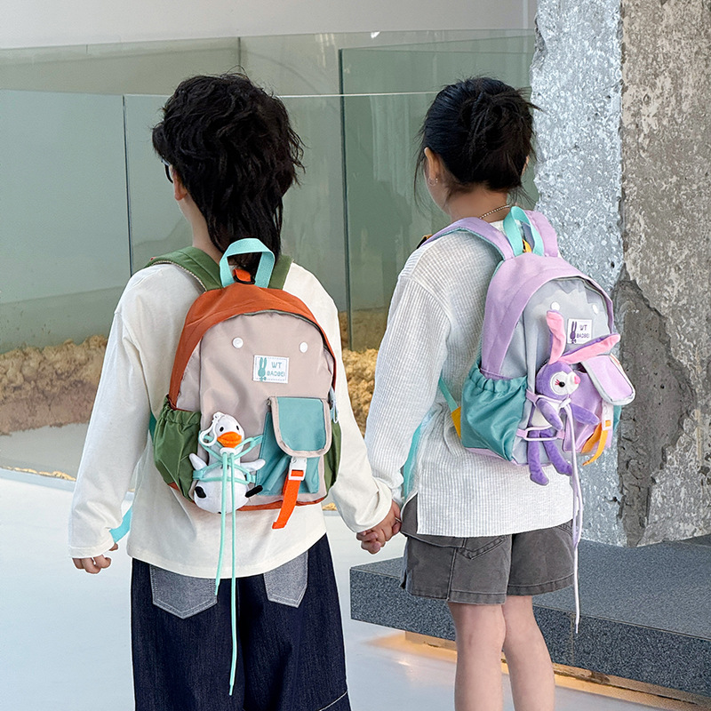 2026 nuevo estilo coreano bolsas escolares para estudiantes de jardín de infantes lindas muñecas de peluche mochilas para niños y niñas