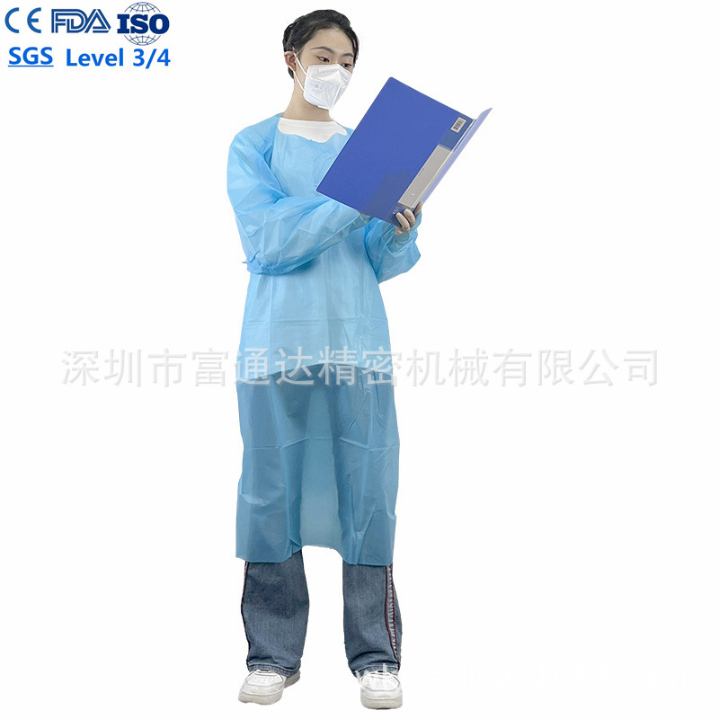 FDA出口资质一次性CPE拇指扣围裙用于重症监护室防溅化学物质围裙