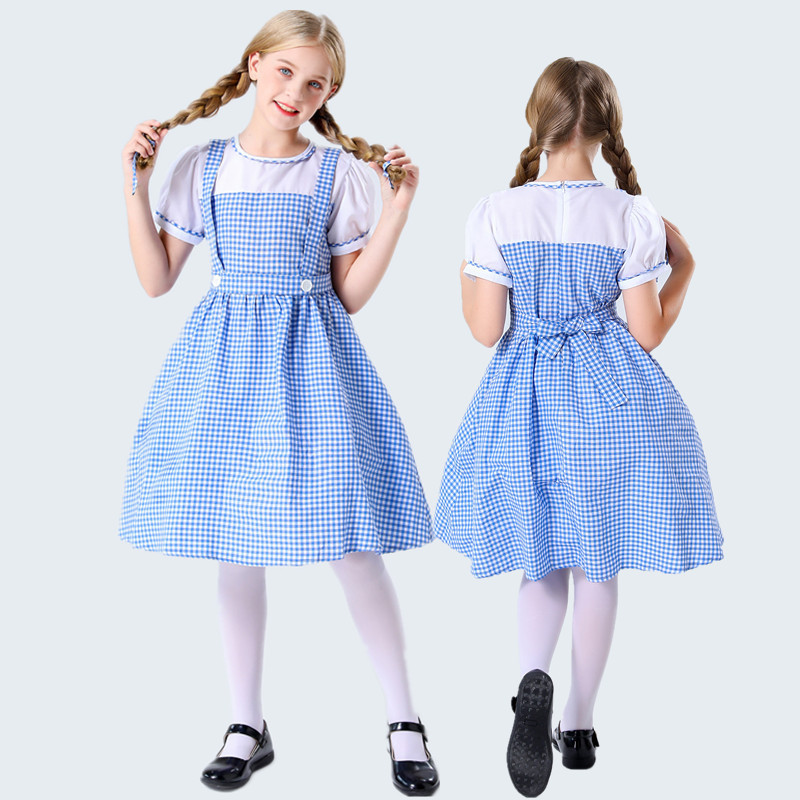 Children's Dorothy Maid Costume The Wizard of Oz Pastoral dress Halloween Cosplay Costume