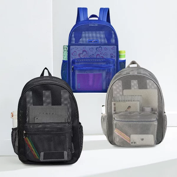 Mesh Bag Ready-Made High Load-Bearing Mesh School Bag Women's Backpack Business Travel Beach Bag Outdoor Sports Backpack