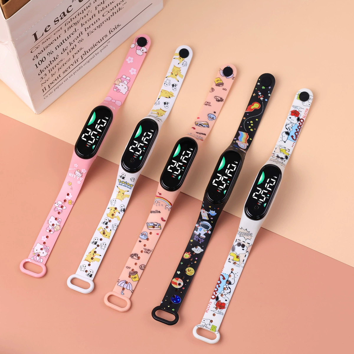 Cartoon waterproof creative electronic watch for swimming, Korean style, simple and elegant design