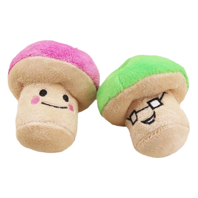 Juguetes de peluche con sonido de hongos rosas y verdes para perros y gatos, suministros al por mayor para perros, alivio del aburrimiento para gatos.
