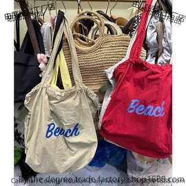 夏韩版新抽绳帆布包日系托特包通勤手提袋单肩包大容量