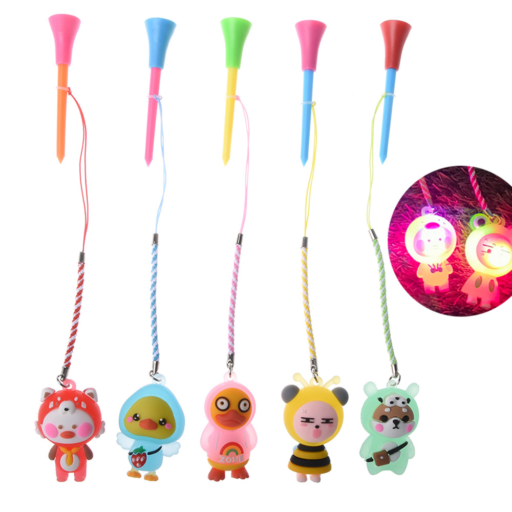 Asiento de golf bola de plástico clavo Camiseta de golf con cuerda con astigmatismo patrón de dibujos animados anti-perdida